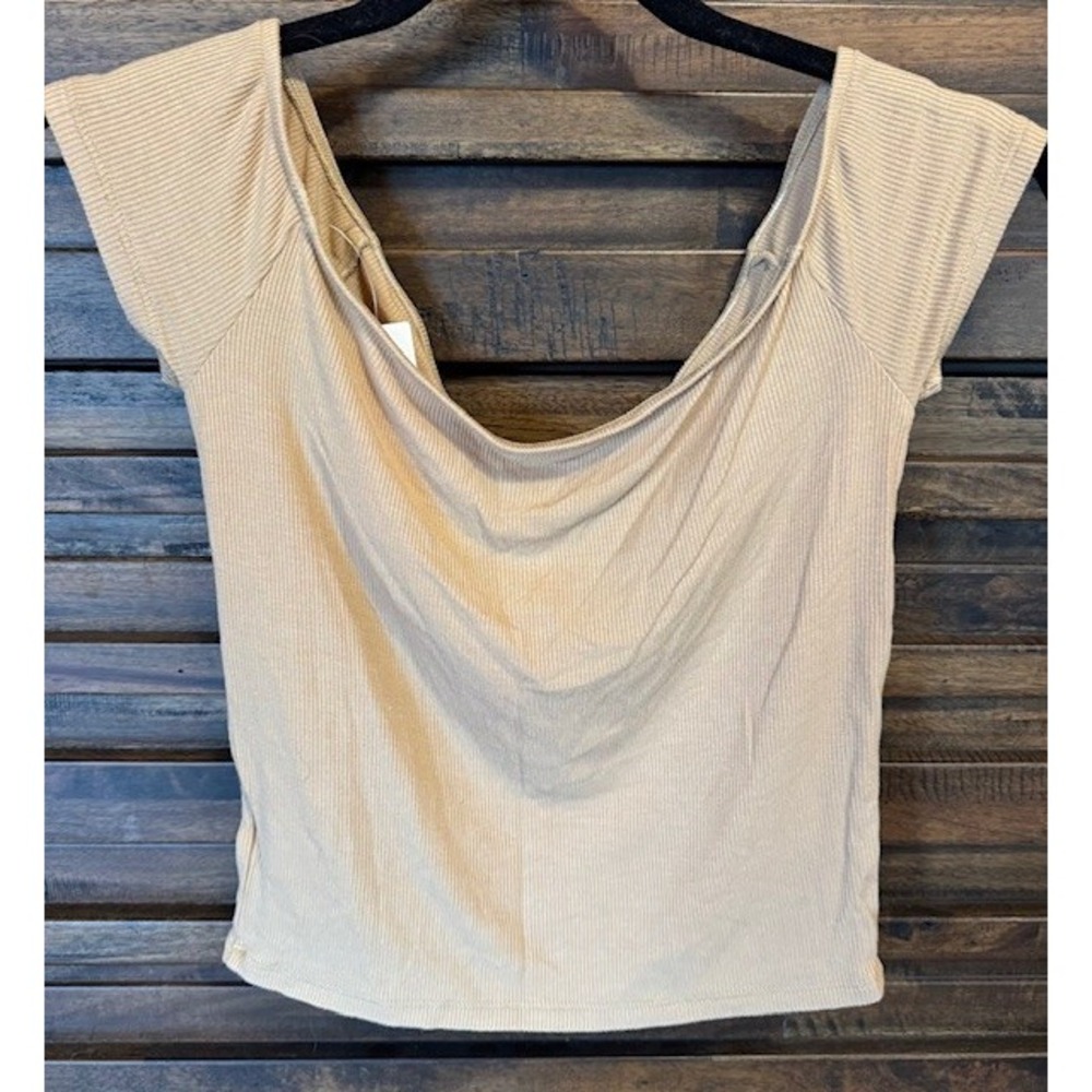Y2K American Eagle Yellow Ruched Shirt MED Capsule Ribbed Crop Bella‎ Swan Elena - Picture 3 of 9